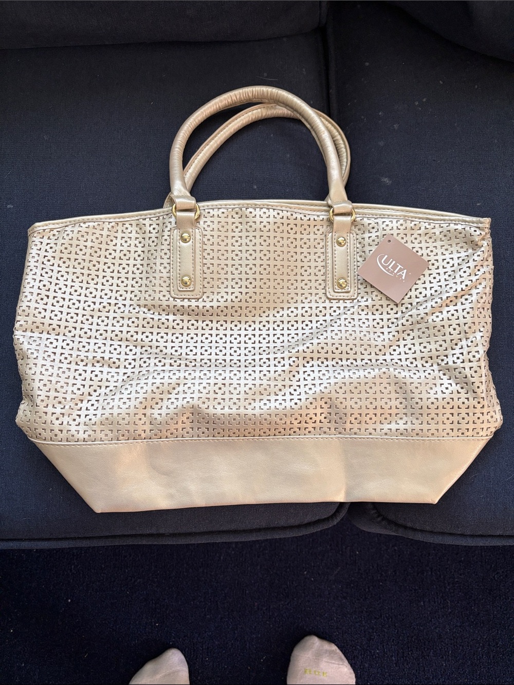 Ulta Beauty Metallic Gold Perforated Tote